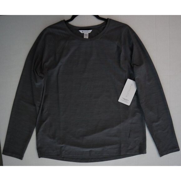Athleta Women's Sz Large Gray Heather Ultimate Textured L/S Train Top - Picture 8 of 11